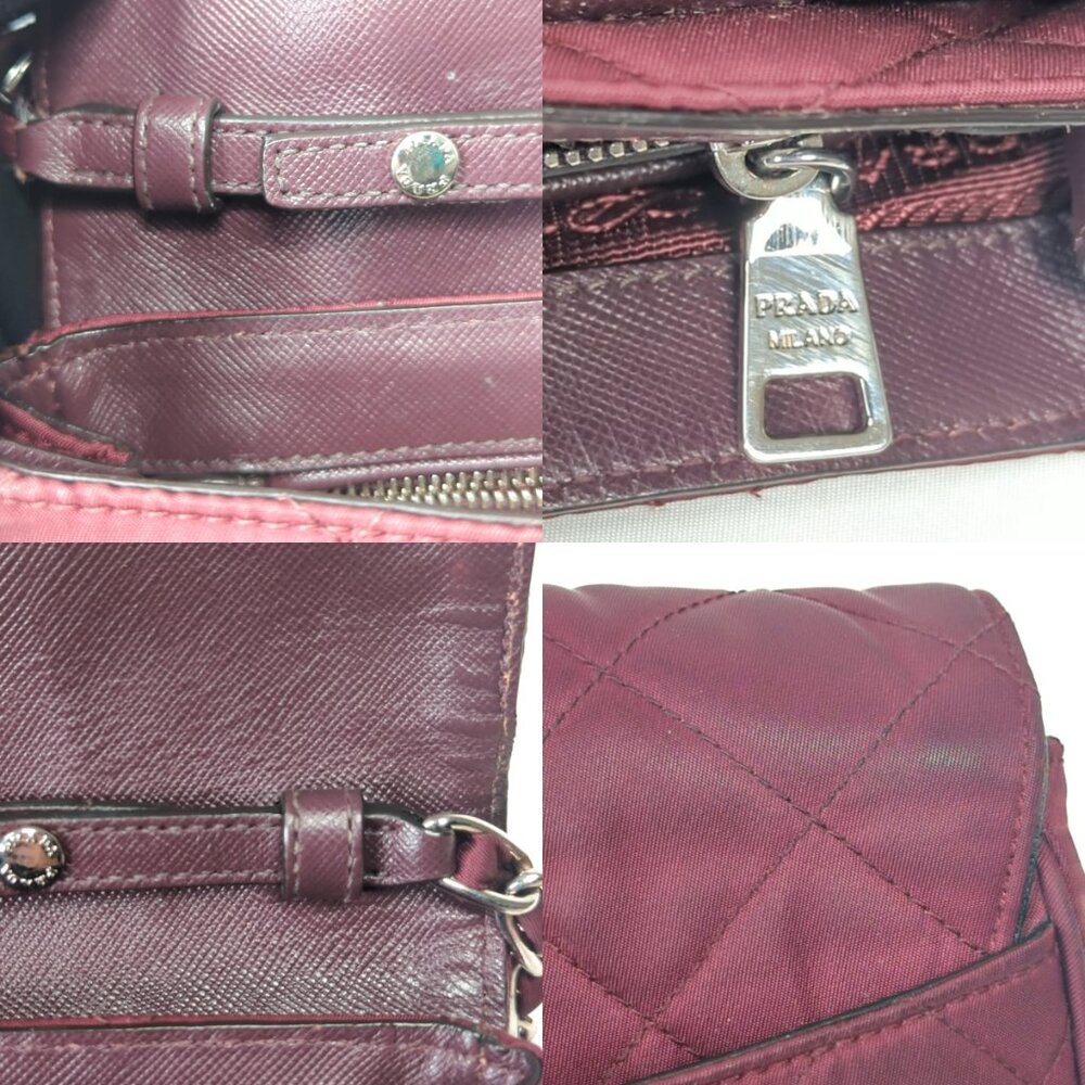 PRADA Impuntu Tessuto Quilted Nylon Chain Crossbody Bag Granato Shoulder Bag - Picture 5 of 16
